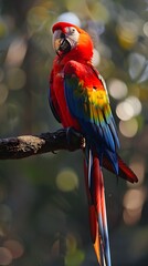 red and yellow macaw in junggle