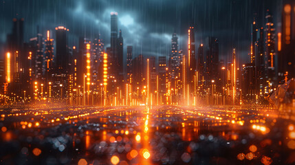 Obraz premium Abstract light three-dimensional luminous particles technology sense KV main visual background
