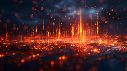 Fototapeta premium Abstract light three-dimensional luminous particles technology sense KV main visual background