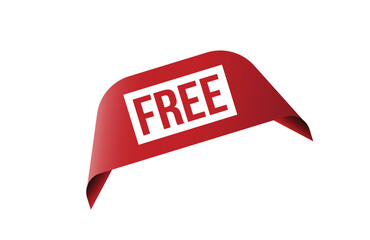 Free red ribbon label banner. Open available now sign or free tag.
