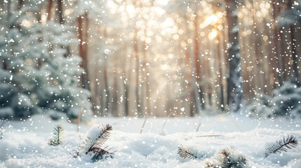 Beautiful background image of a snowy morning winter f