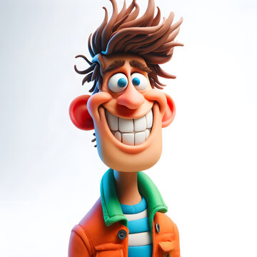 A humorous claymation caricature character with exaggerated features. 