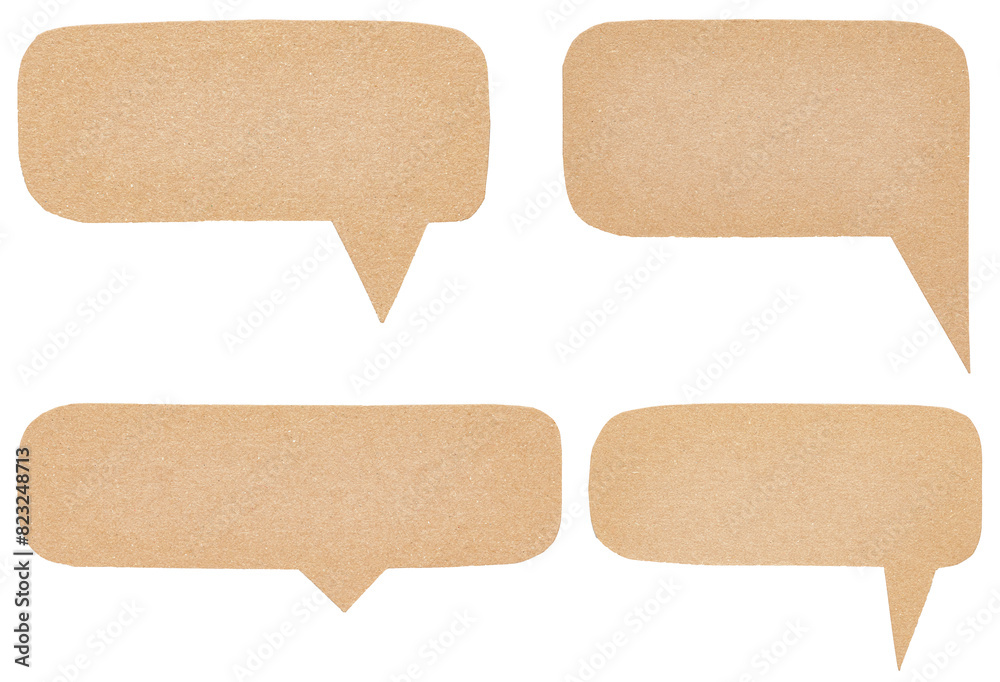 Poster Collection Set Bundle of blank cut out paper cardboard speech bubbles with copy space for text on transparent png or white background
