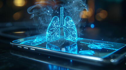 Mobile phone lung imaging technology pneumonia lung cancer epidemic disease health background