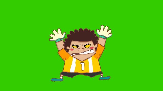 Animated Goalkeeper Spreading Arms with Green Screen Background