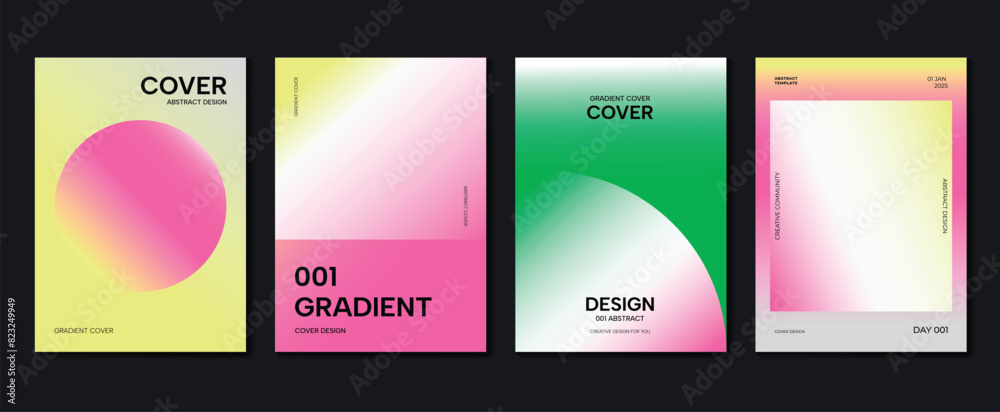 Canvas Prints abstract gradient poster background vector set. minimalist style cover template with vibrant perspec