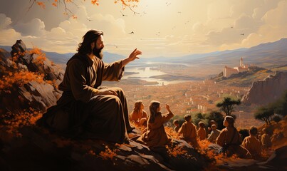 Jesus Speaking to a Group of People