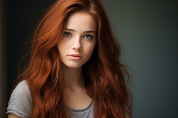 Naklejka premium Vivacious Teenage red hair girl. Beauty person. Generate Ai