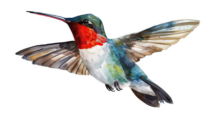 Fototapeta premium Hummingbird watercolor isolated on white background