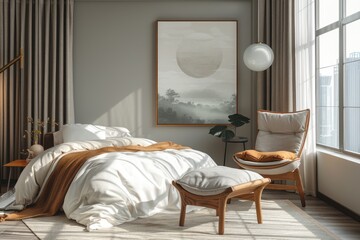 A minimalist bedroom with natural sunlight filling the room adds a modern aesthetic inspiration ideas