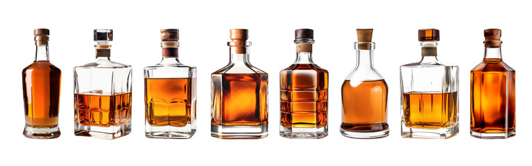 Bottle of whiskey png element set on transparent background - Powered by Adobe