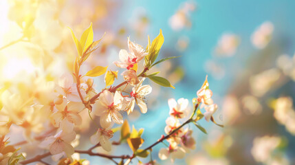 Beautiful blooming spring blurred nature background