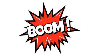 Pow comic bubble. Sound dialogue speech bubbles with word - Boom. Pop art expression in bright color and black outline.