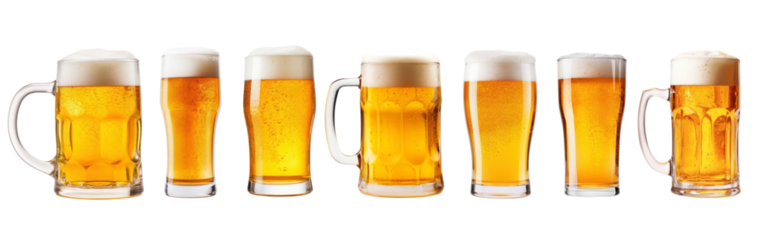 Pine of beer png element set on transparent background