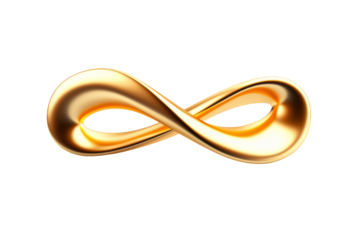 Golden Eternity Spiral on a White or Clear Surface PNG Transparent Background.