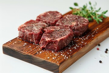 Fototapeta premium The steak on the wooden board