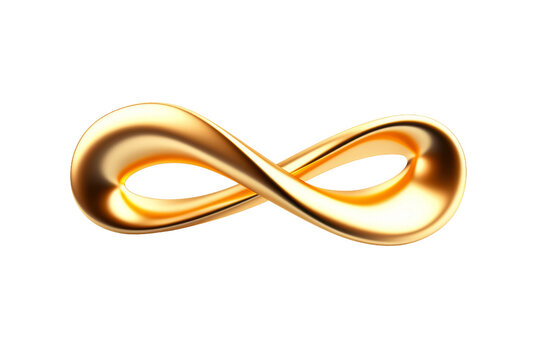 Golden Eternity Spiral on a White or Clear Surface PNG Transparent Background.