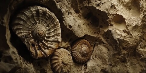 Ancient Shell Fossils on Stone