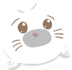 Cute white seal with red ball