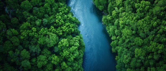 A river flowing through a dense forest