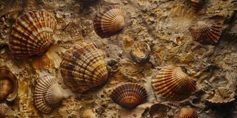Ancient Shell Fossils on Stone