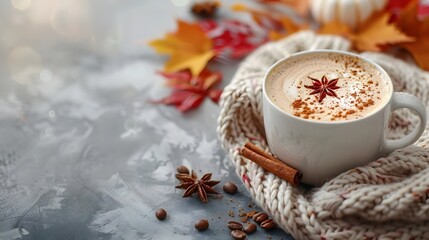 Cozy Autumn Moments with Pumpkin Spice Latte and Seasonal Accents