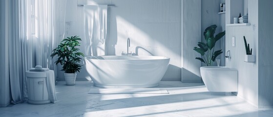Clean white bathroom with minimalist design