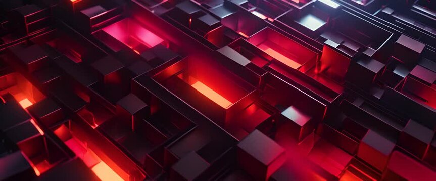 3D tech-inspired geometric patterns with recursive designs and neon accents