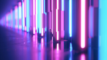 Fototapeta premium Red and blue technology neon spotlight background, red and blue light background concept illustration