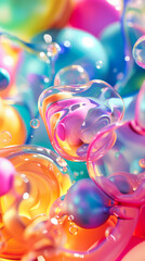 A colorful abstract background with multicolored organic shapes and bubbles
