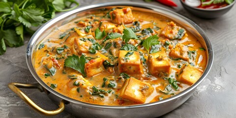 Creamy and Flavorful Indian Paneer Dish. Concept Indian Cuisine, Paneer Recipes, Vegetarian Delights, Creamy Curries, Flavorful Dishes
