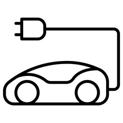 Electric car icon in thin line style Vector illustration graphic design