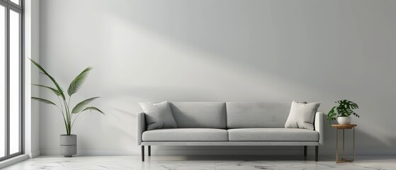 Fototapeta premium Modern minimalist living room with a single sofa