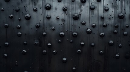 A closeup shot of an old dirty metal wall with black abstract dots for the background