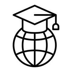 Study aboard icon in thin line style Vector illustration graphic design