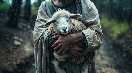 Jesus recovered the lost sheep carrying it in his arm