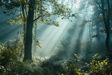 misty morning in the forest