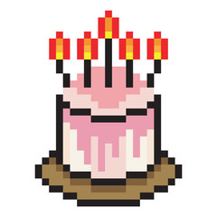 Fototapeta premium Birthday cake in pixel art style