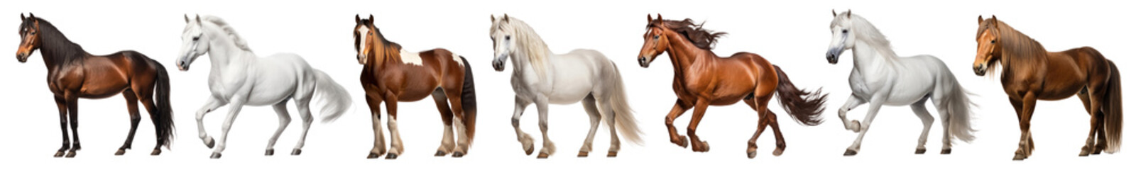 Fototapeta premium Wild horse png element set on transparent background