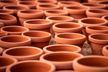 Porous Terracotta pots. Culture decoration vase. Generate Ai