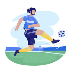 Flat illustration design of a man playing football
