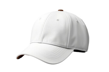 Fototapeta premium Frosty Summit - A White Baseball Cap With a Brown Peak on a White or Clear Surface PNG Transparent Background.