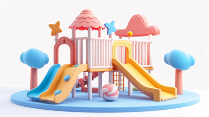Children's Day Parent-child Paradise Children's Playground Childhood 3D Illustration