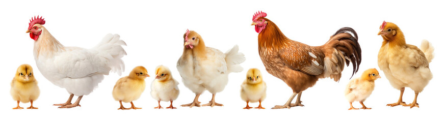 Fototapeta premium Chicken isolated png element set on transparent background