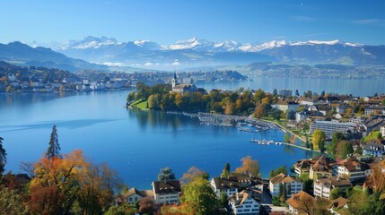 Pristine lakes and Alps, blending nature with urban life, tradition, and modernity.
