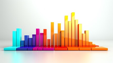 Colorful 3D bar graph representing data. X and Y-axis not labeled.