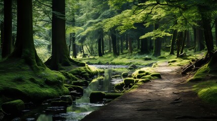 Tranquil woodland scenery nature background