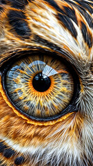 Fototapeta premium Owl's Gaze: A Hyper-Real Glimpse into a Raptor's Soul