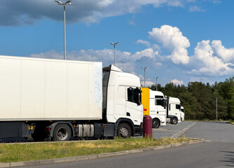 Trucks at a rest area on a German highway