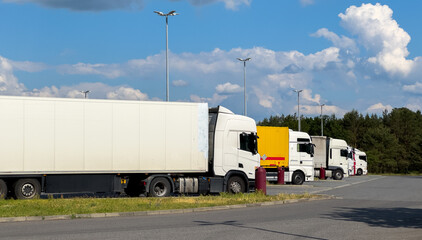 Trucks at a rest area on a German highway